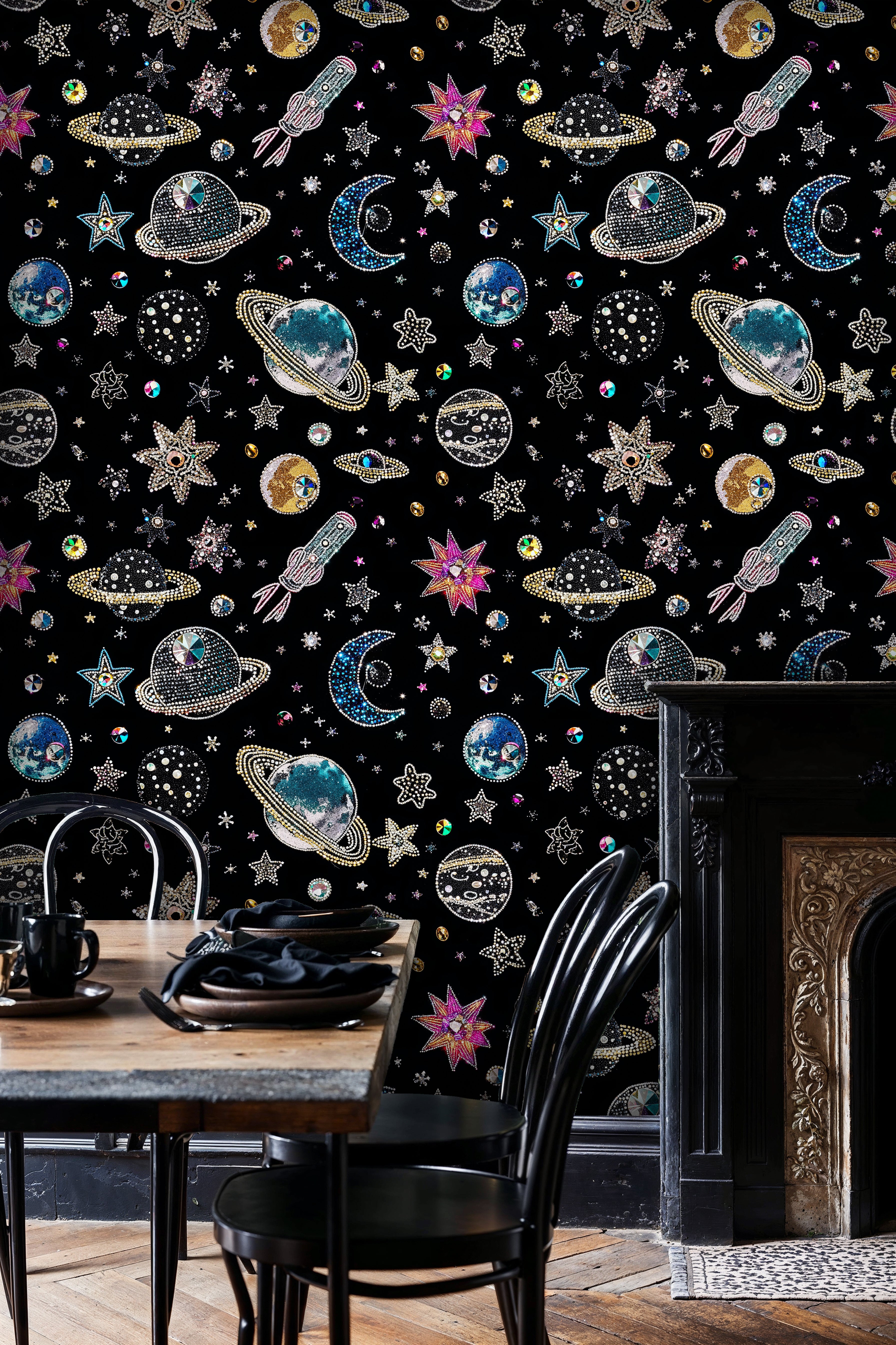Dark Galaxy Peel and Stick Wallpaper, Space Theme Wallpaper for Kids Room, Constellation Wall Mural, Stars and Celestial Sky Wallpaper